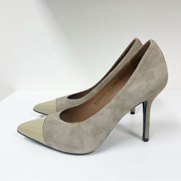 Escada Suede Patent Stiletto Point 36.5 Taupe - Picture 4 of 8